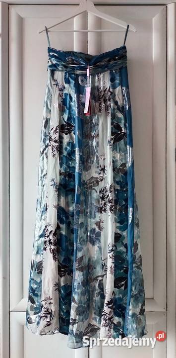 Jedwabna długa wieczorowa suknia z wysokim Gliwice