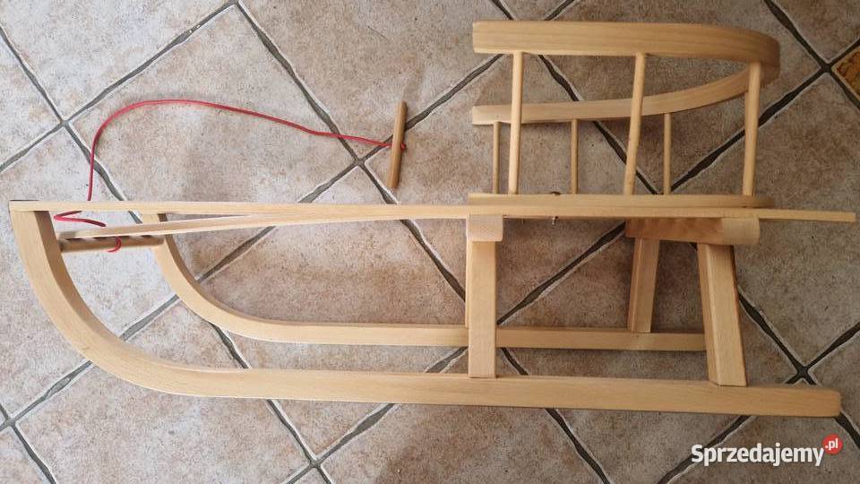 Sanki drewniane z oparciem sznurek z rączką Zamość
