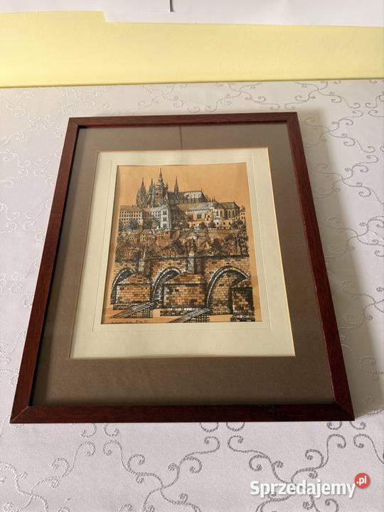Grafika Artystyczna Praga 1982 Sygnowana Czerwionka-Leszczyny