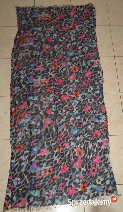 Plamiasty szal pareo chusta apaszka z frędzlami małopolskie Kraków