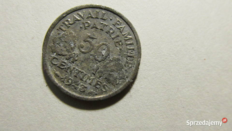 Moneta francuska 50 centimes 1943 Bytom