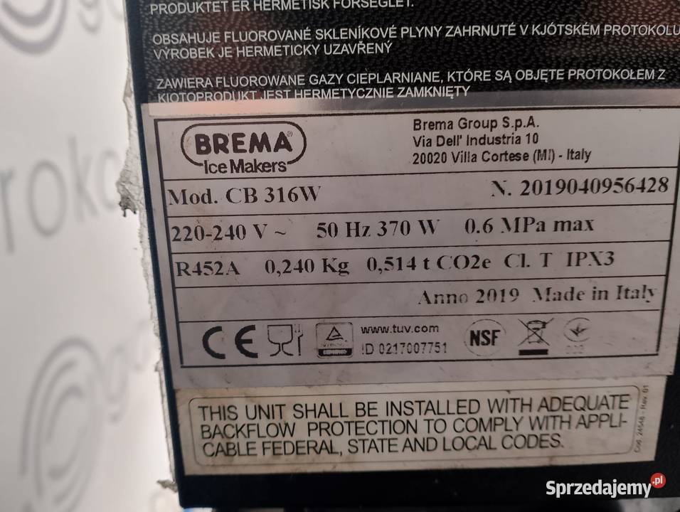 Kostkarka do lodu Brema CB 316W Gastronomia dolnośląskie Wrocław