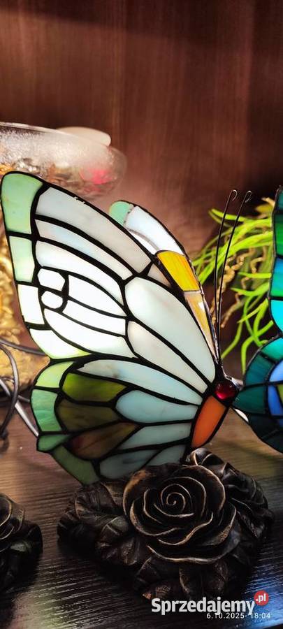 Lampki nocne witrażowe motyle