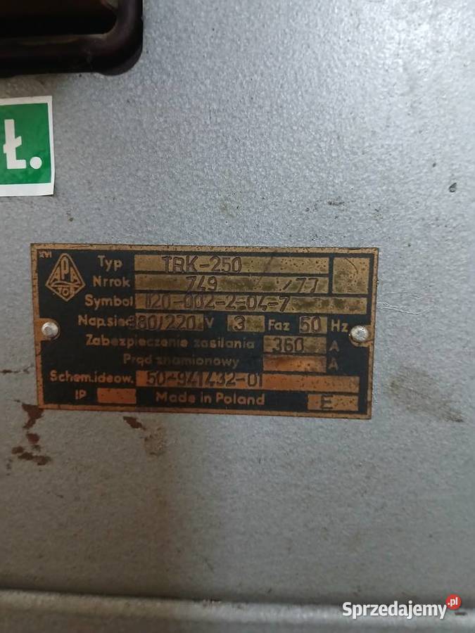 Agregat prądotwórczy TRK 250 kW z 1977 roku Rolnictwo Międzyrzecz