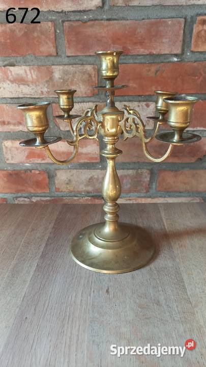 Świecznik mosiężny pięcioramienny Kandelabr 40 Gawroniec