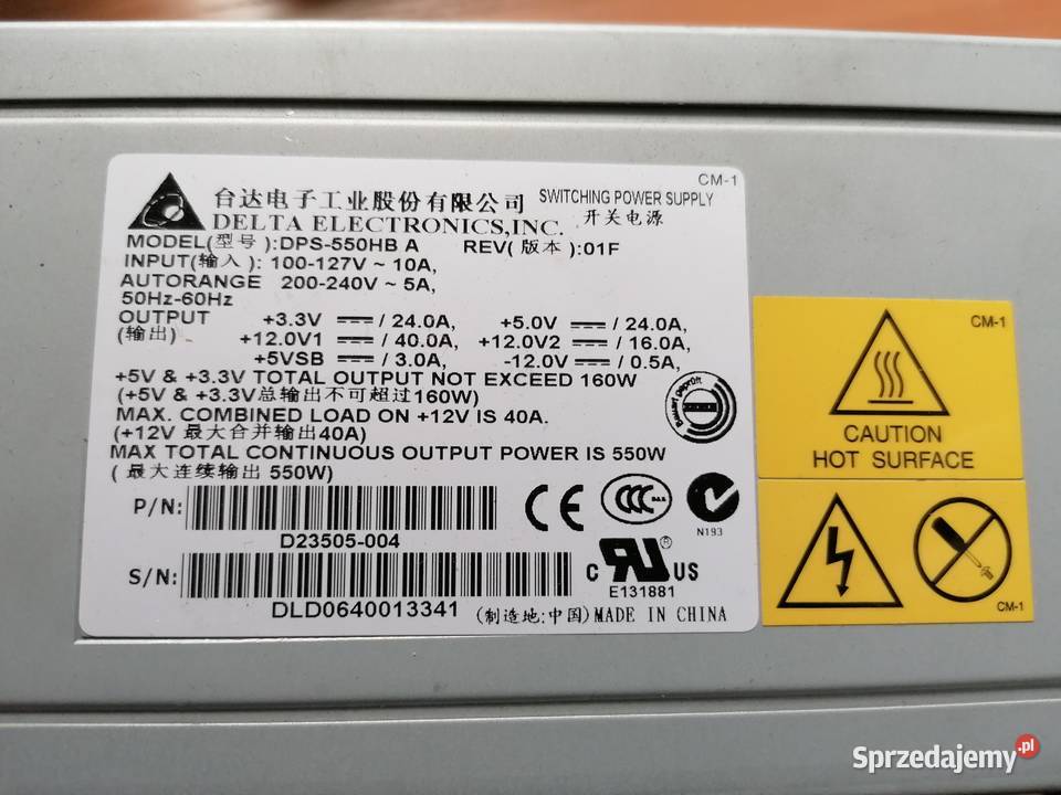 Zasilacz ATX Delta DPS550HB A 550W