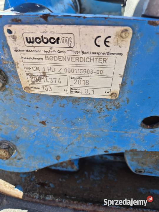 Zagęszczarka Weber CR1 HD 2018 r Błońsko usługi budowlane