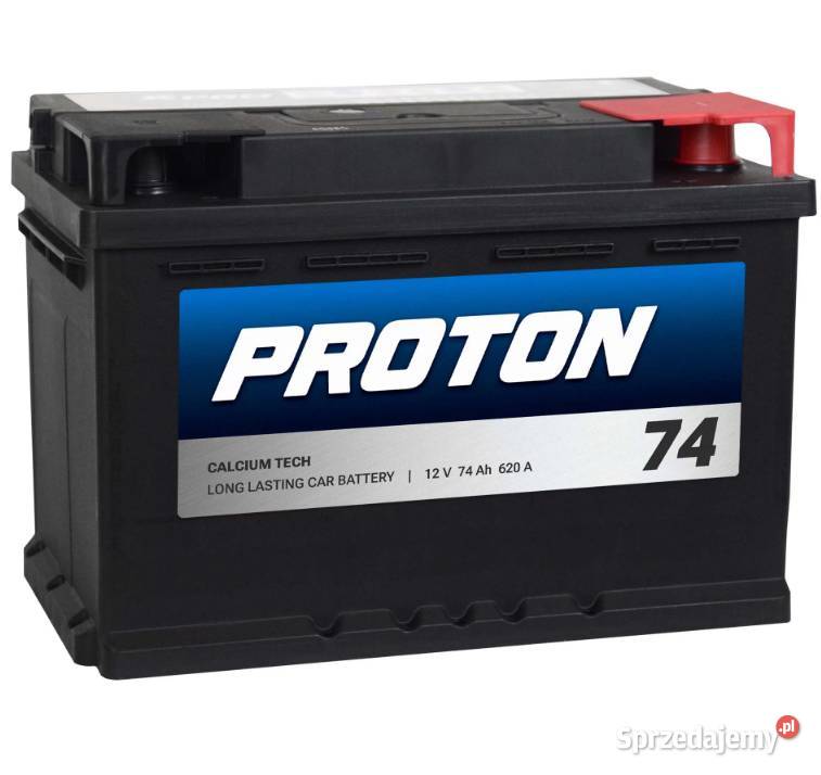 Akumulator PROTON 74Ah 620A EN PRAWY PLUS wysoki Akumulatory Starogard Gdański