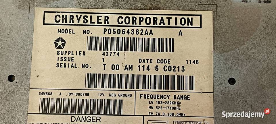 RADIO DODGE DURANGO II P05064362AA