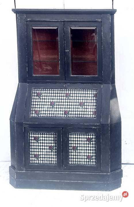 Sekretarzyk z witrynką vintage shabby chic 57cm Przeworsk