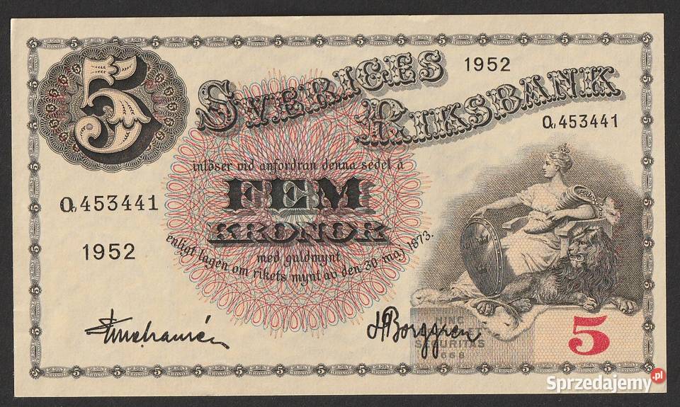 Szwecja 5 koron 1952 Q stan 12 sprzedam