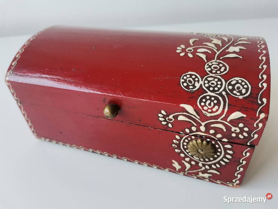 Stara drewniana szkatułka okucia mosiężne Antyki Katowice