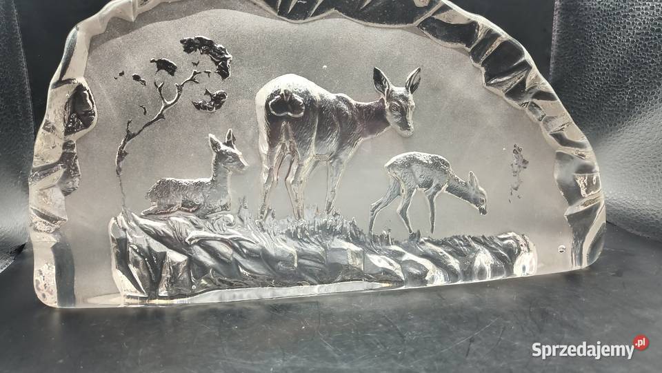 Szkło duży przycisk do papieru motyw myśliwski Zamość
