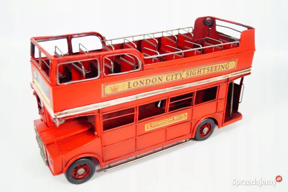 Metalowy pojazd Autobus piętrowy czerwony London Gizałki