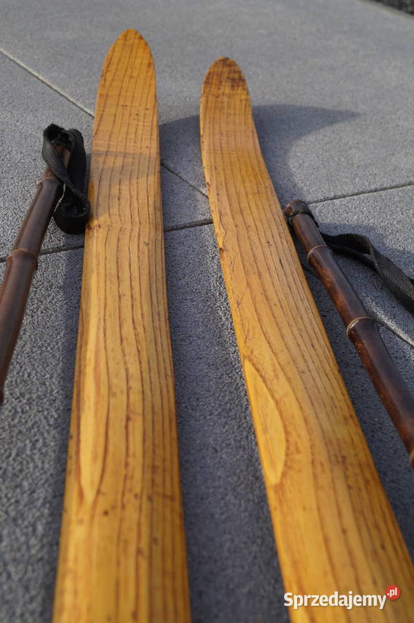 Stare narty jesionowe 190 z kijkami