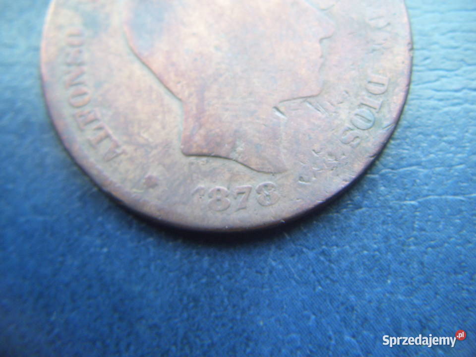 Stare monety 10 centym 1878 Hiszpania 3 Antyki, Sztuka, Kolekcje Lesko