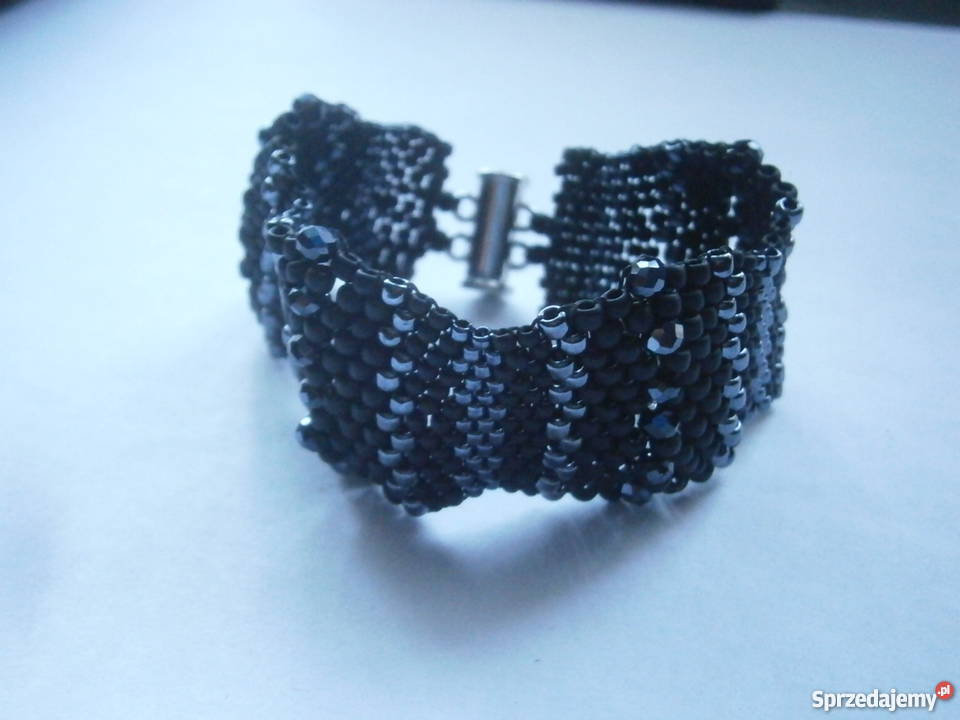 Czarna bransoletka peyote hematyt śląskie Częstochowa
