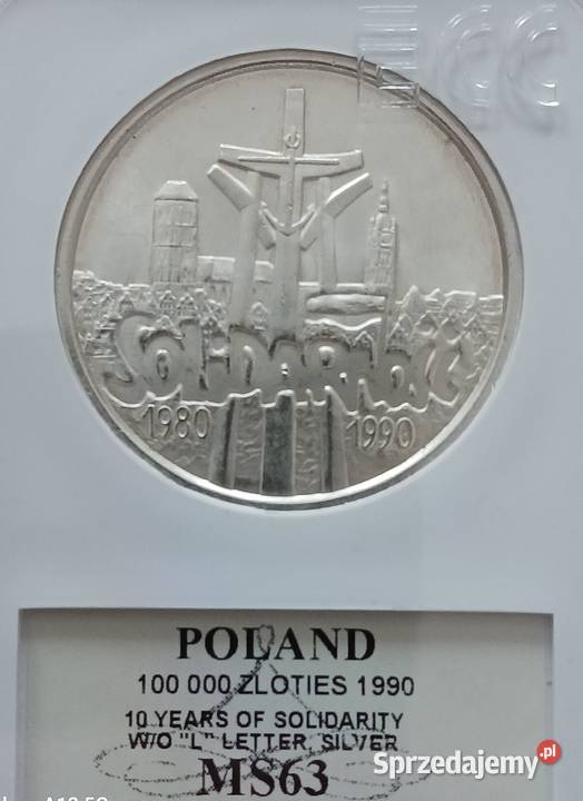 100 000 Solidarność 1990 r Typ B 3 Slab GCN MS Konin sprzedam