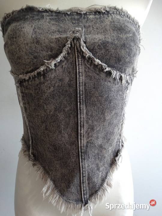 Bluzka Gorsetowa Top Gorset Jeansowy Czarny by podlaskie Łomża sprzedam