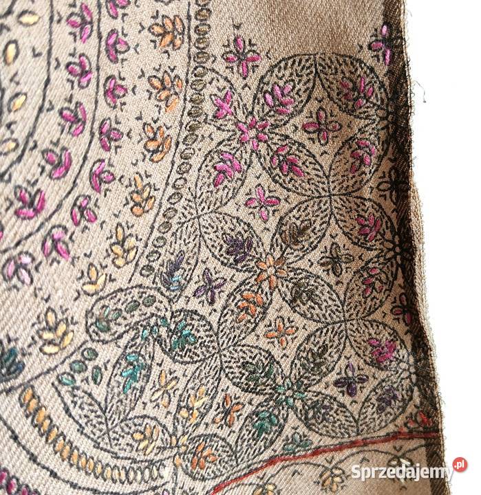 Duży szal orientalny indyjski haftowany haft Szczecin