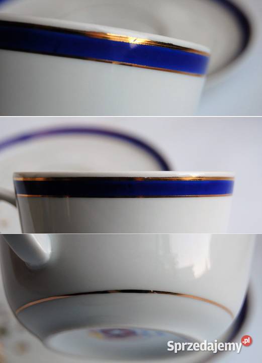 Filiżanka świecznik kobalt złoto porcelana wielokolorowy Ceramika i szkło