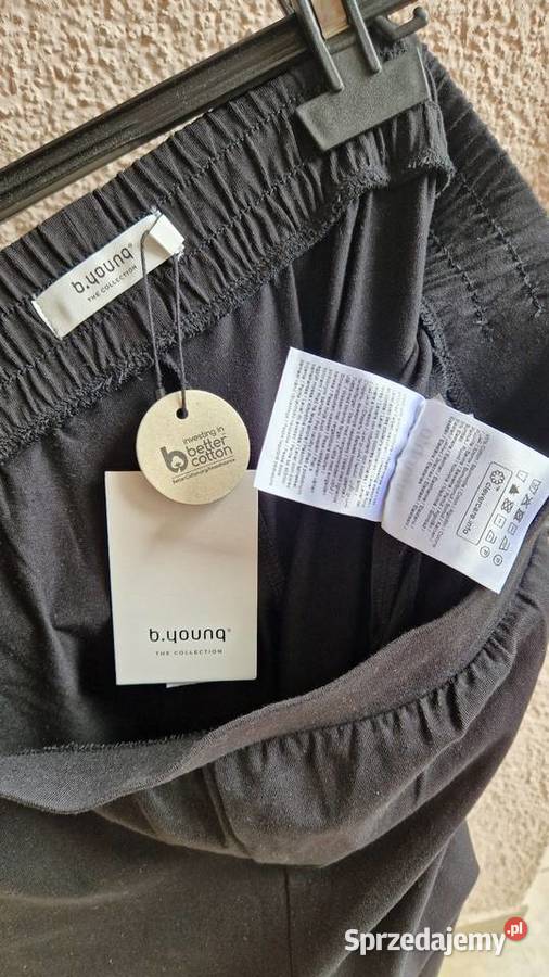 Spodnie damskie szerokie nogawki czarny trykot Lublin