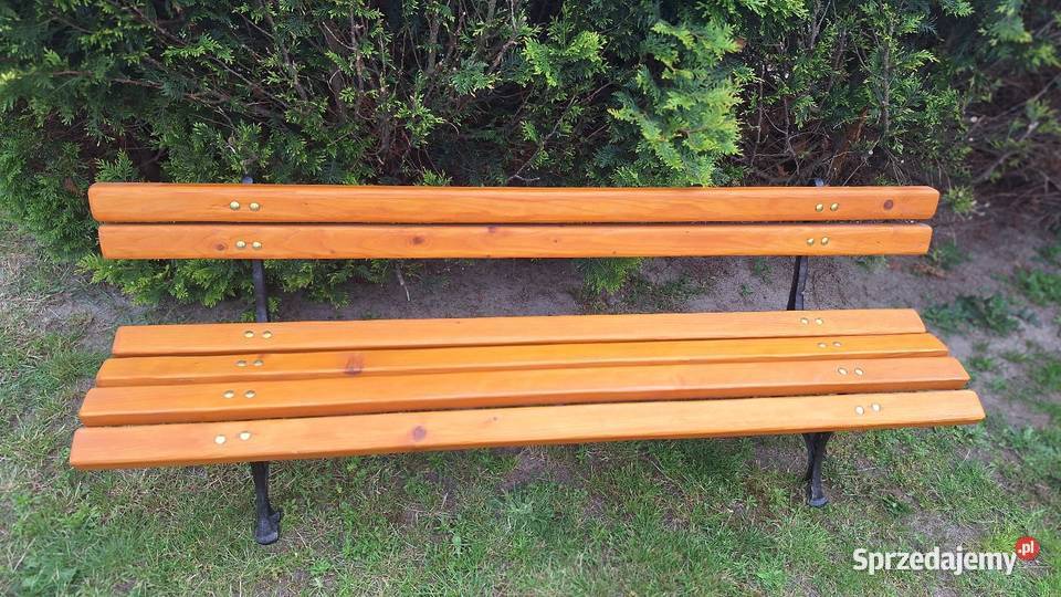 Ławka ogrodowa 200 grube deski żeliwne nogi styl