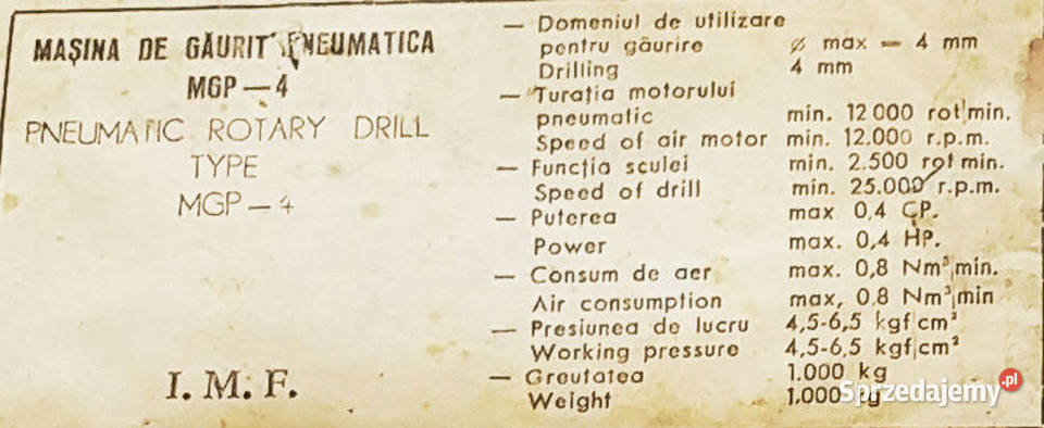 Wiertarka pneumatyczna 12000 rpm 4mm europejska