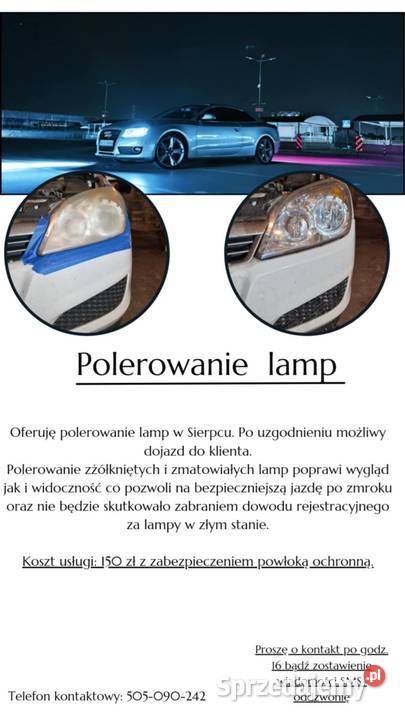 Polerowanie lamp reflektorów regeneracja Regeneracja części Sierpc