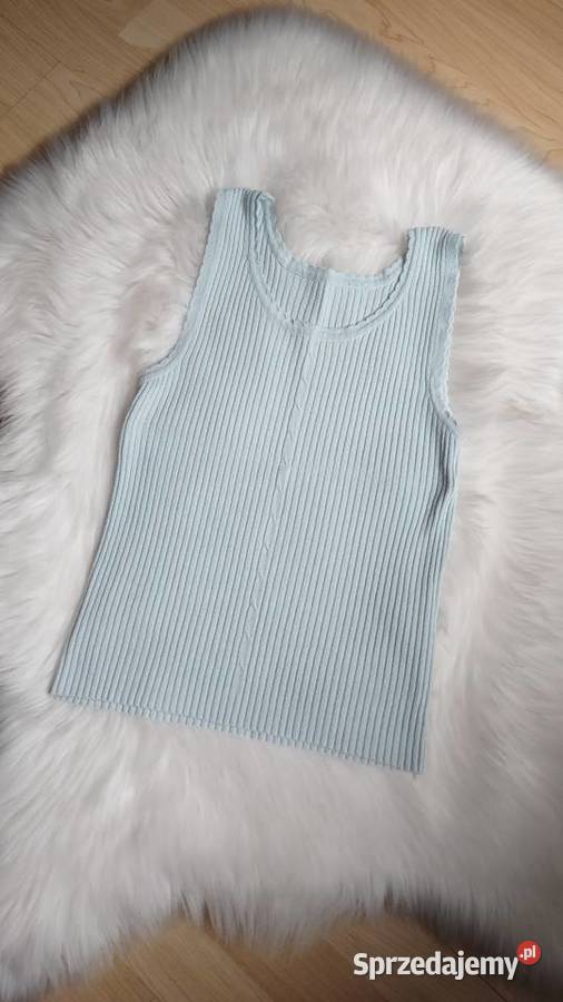 Błękitny top w prążki S Boohoo Olkusz