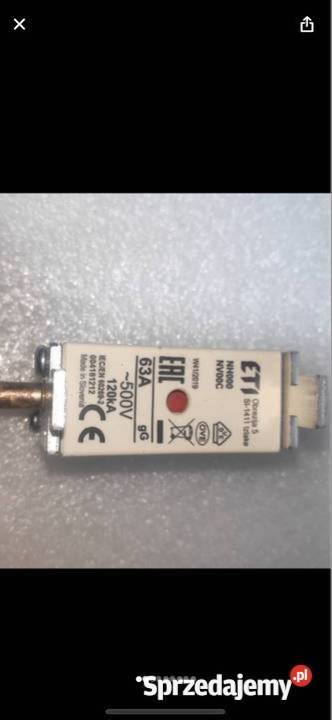 Wkładka topikowa ETI NH000 gG 63A500V WTNH 00C