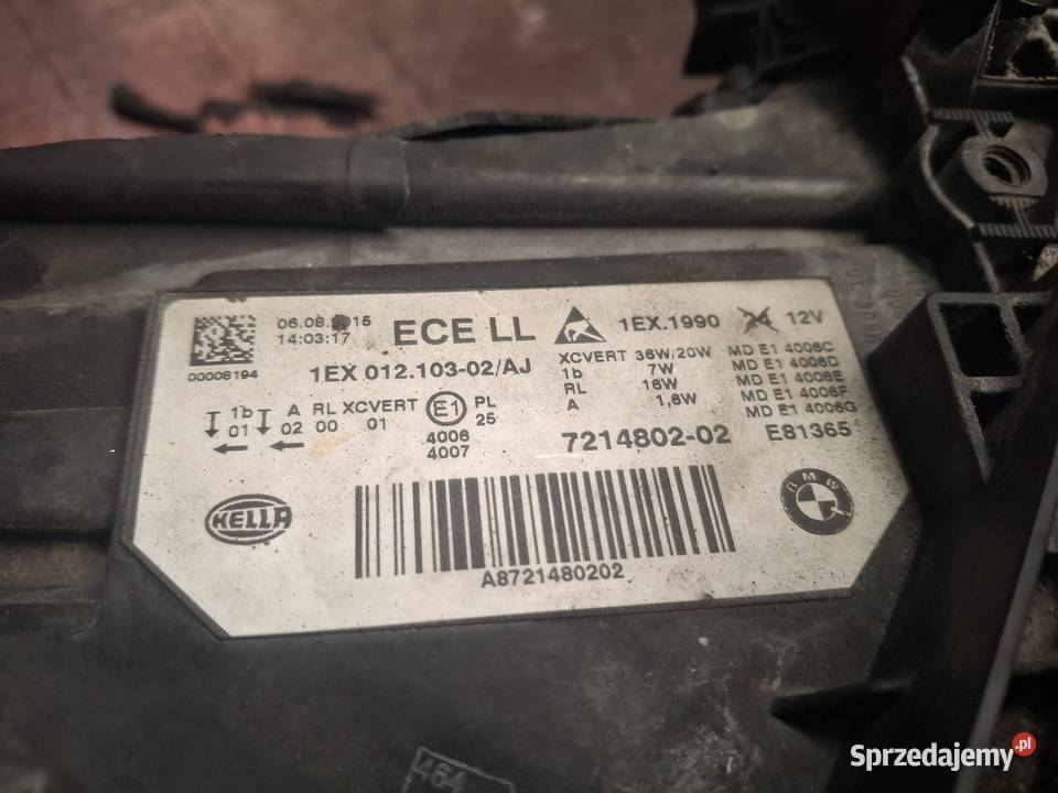 Lampa prawa przod bmw f30 7214802 Lampy przednie Włoszakowice sprzedam