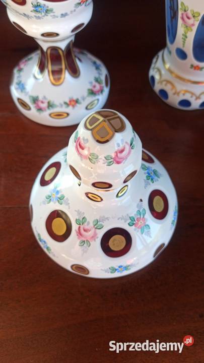 Bohemia wazon w stylu Biedermeier szkło rubinowe Gdańsk sprzedam