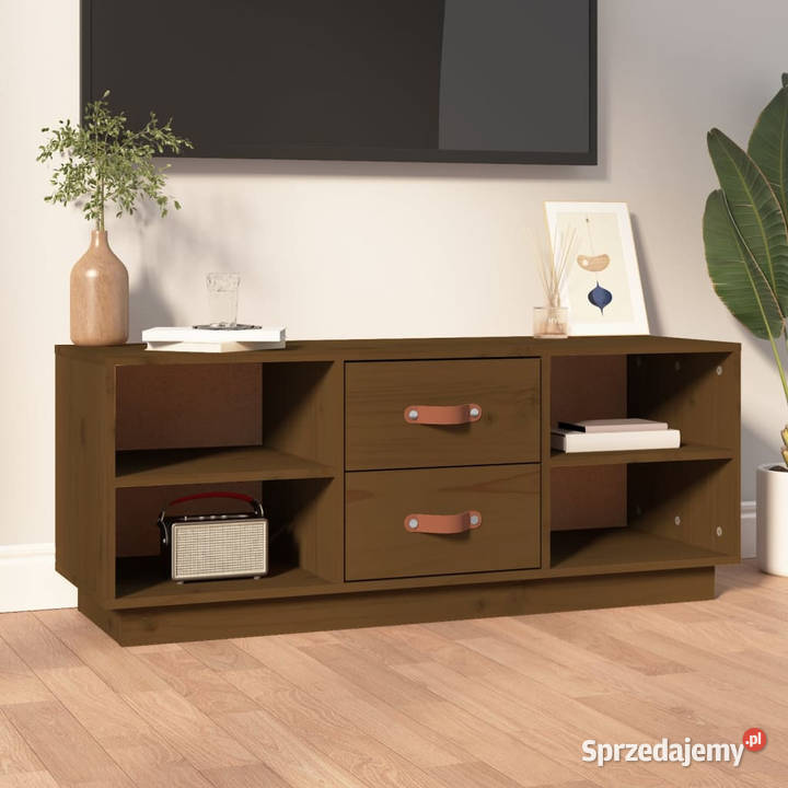 Szafka pod TV miodowy brąz 100x34x40 lite drewno Warszawa