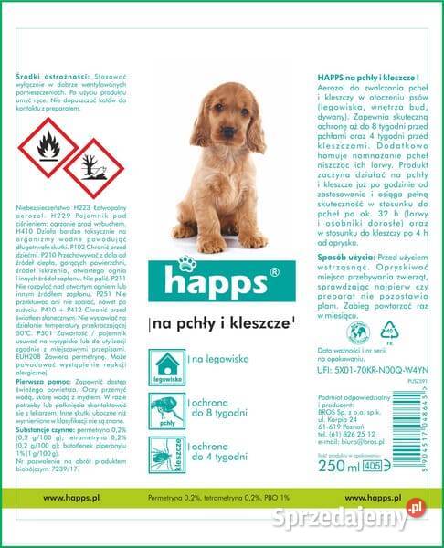 Aerozol na pchły i kleszcze HAPPS 250ml 1594460 Kamionna sprzedam