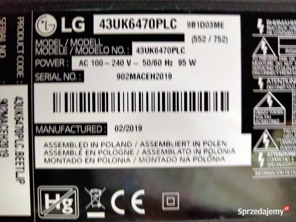 Telewizor LG 43 wszystko mający 850 Obryte