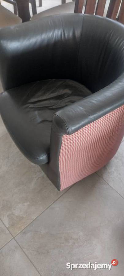 4 Fotele czarne skórzane klubowe