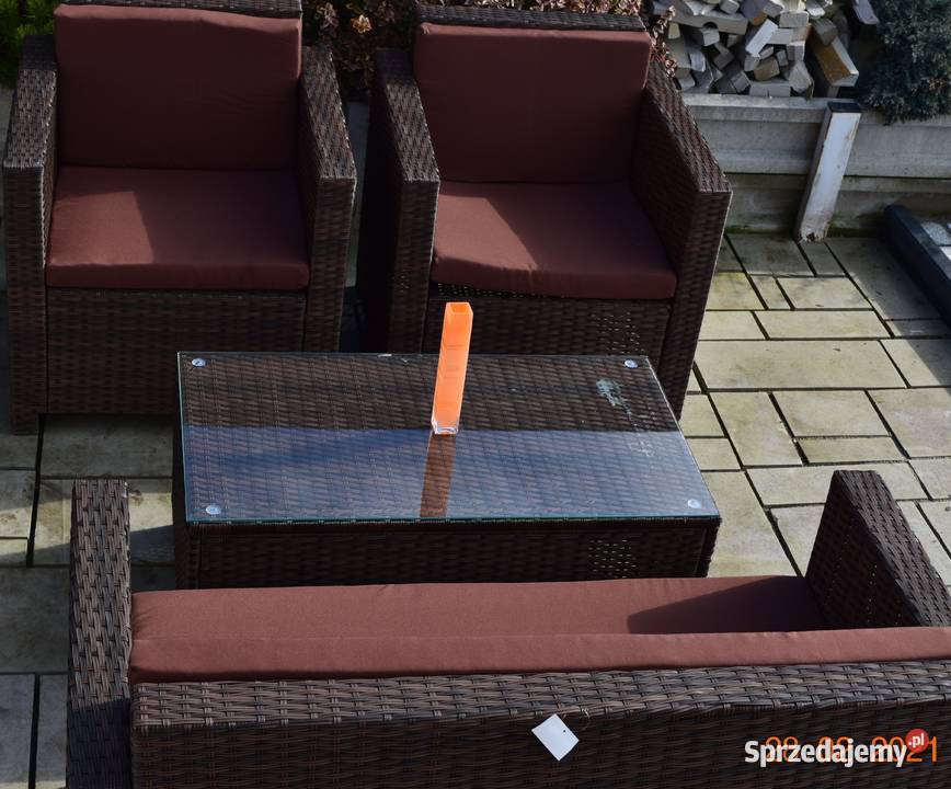 Zestaw kawowy technorattan brąz sofa 2osobx2 małopolskie Bosutów