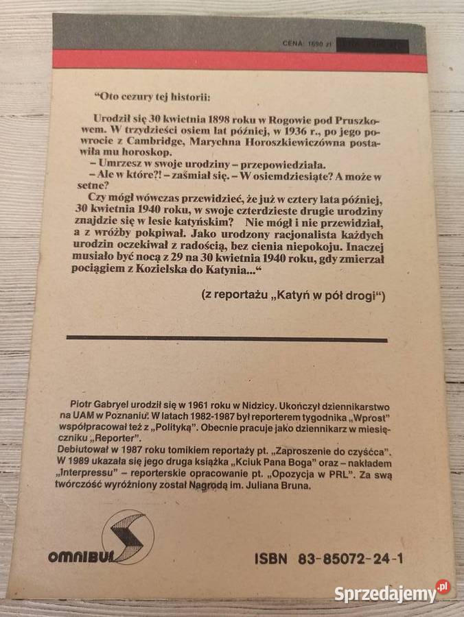 Katyń w pół drogi Piotr Gabryel 1989 Antykwariat Bielsko-Biała