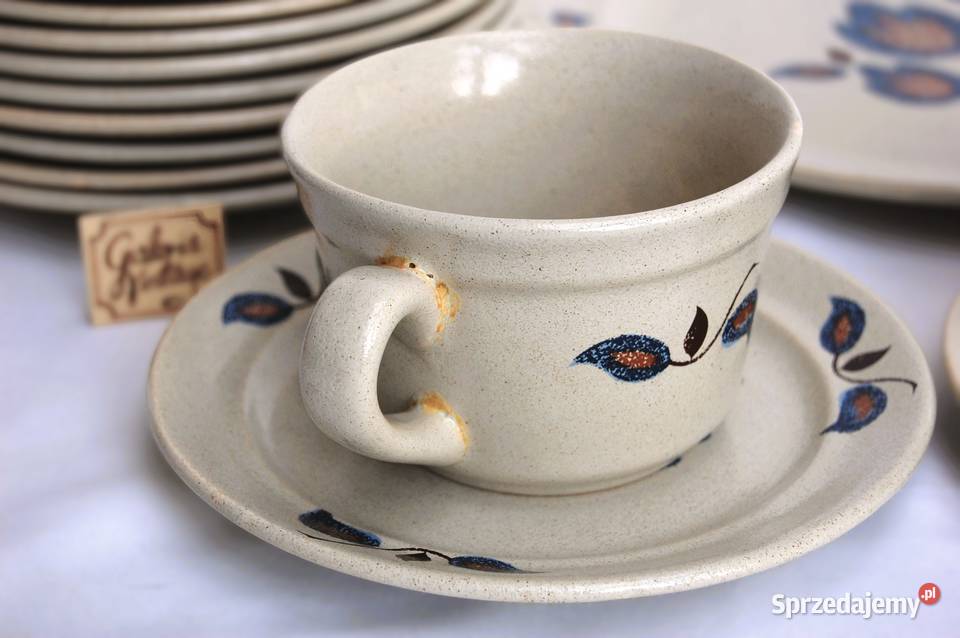 Serwis deserowy talerze filiżanki kamionka Lublin