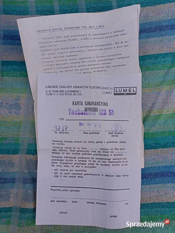 OBROTOMIERZ MS 51 NOWY ORYGINAŁ DO SAMOCHODU Książ Wielkopolski