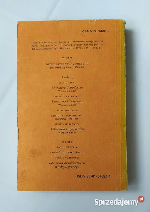 LITERATURA BAROKU Czesław Hernas Książki naukowe i popularnonaukowe