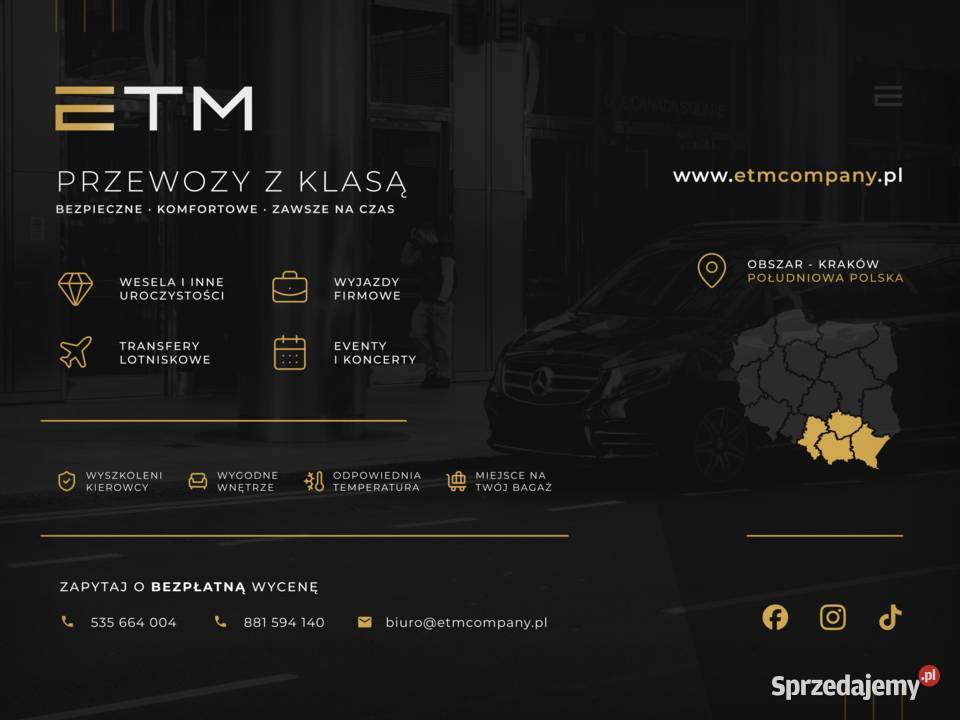 Przewozy eventowe okazjonalne Transport Wesela Kraków