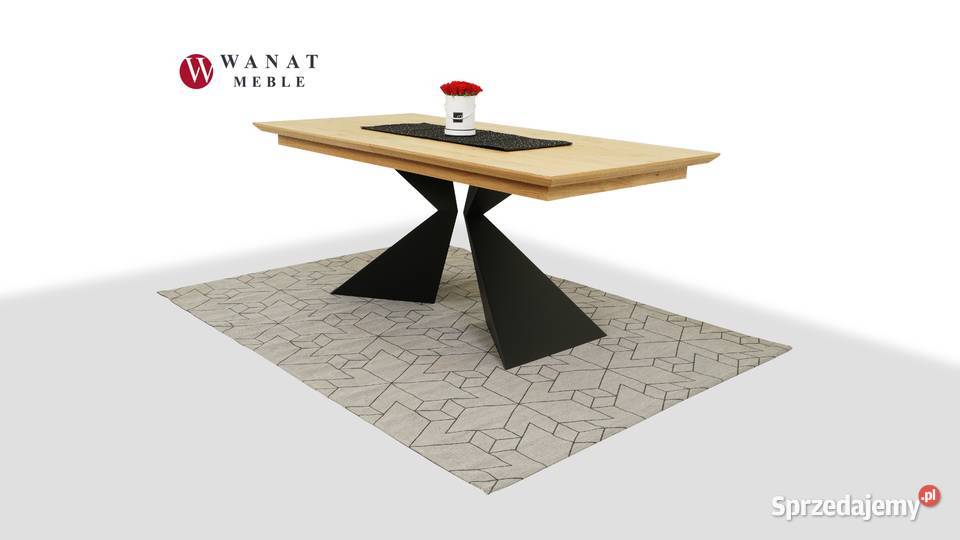 Stół Dębowy Szczotkowany Sękaty Stopa Czarna Warszawa