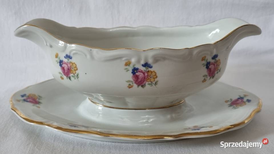 Porcelanowa sosjerka Wałbrzych art deco PRL Warszawa