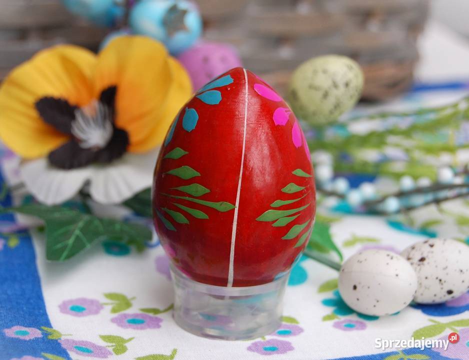 Stara pisanka drewniana ręcznie malowana 6 wielokolorowy lubelskie Lublin sprzedam