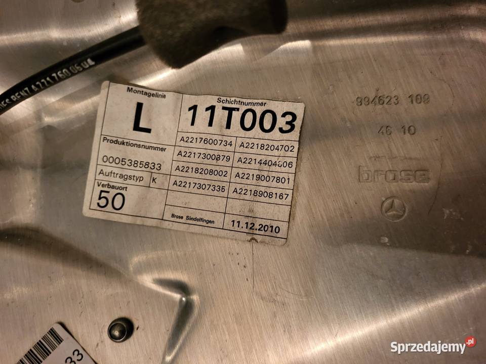 DRZWI LEWY TYŁ MERCEDES S W221 221 PODNOŚNIK Poznań