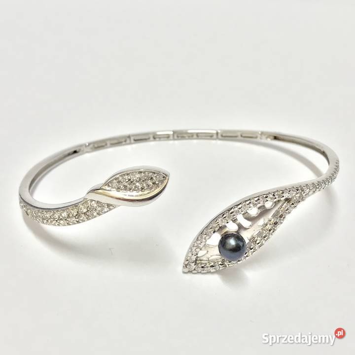 Złota BRANSOLETKA BIAŁE złoto i CZARNE perły Warszawa