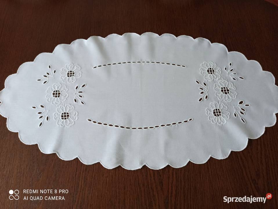 Bieżnik obrus bawełna haft Richelieu PRL Białystok sprzedam