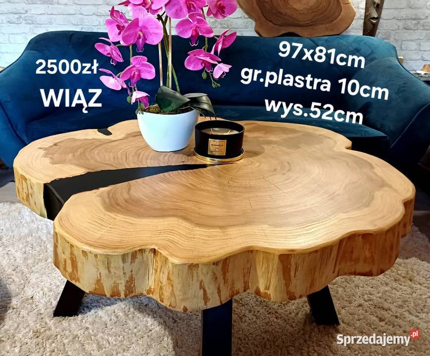 Stolik kawowy 97x78 PIĘKNY LIVE EDGE plaster wielkopolskie Śrem